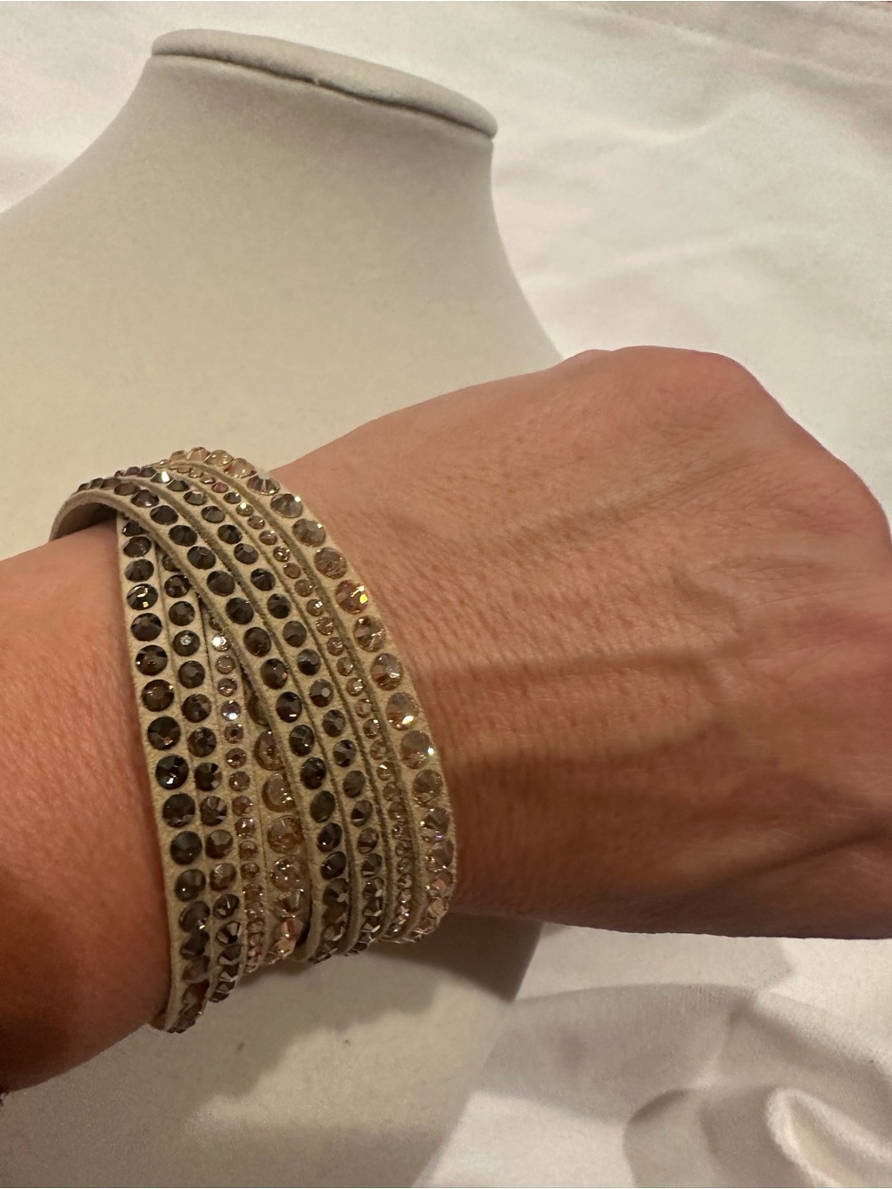 Swarovski Beige Multi-Row Crystal Wrap Bracelet